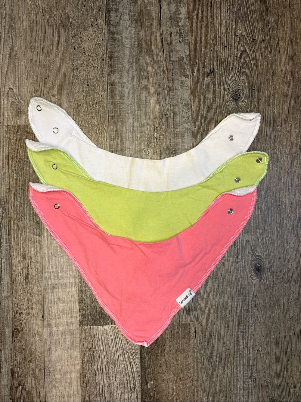 Egmao Baby Bibs Lot of 3 Bandana Pink Green White